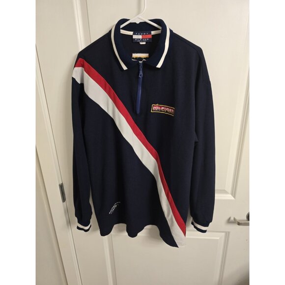Hilfiger Sailing Gear Pullover Men’s Large Vintage Navy Blue - Picture 1 of 6